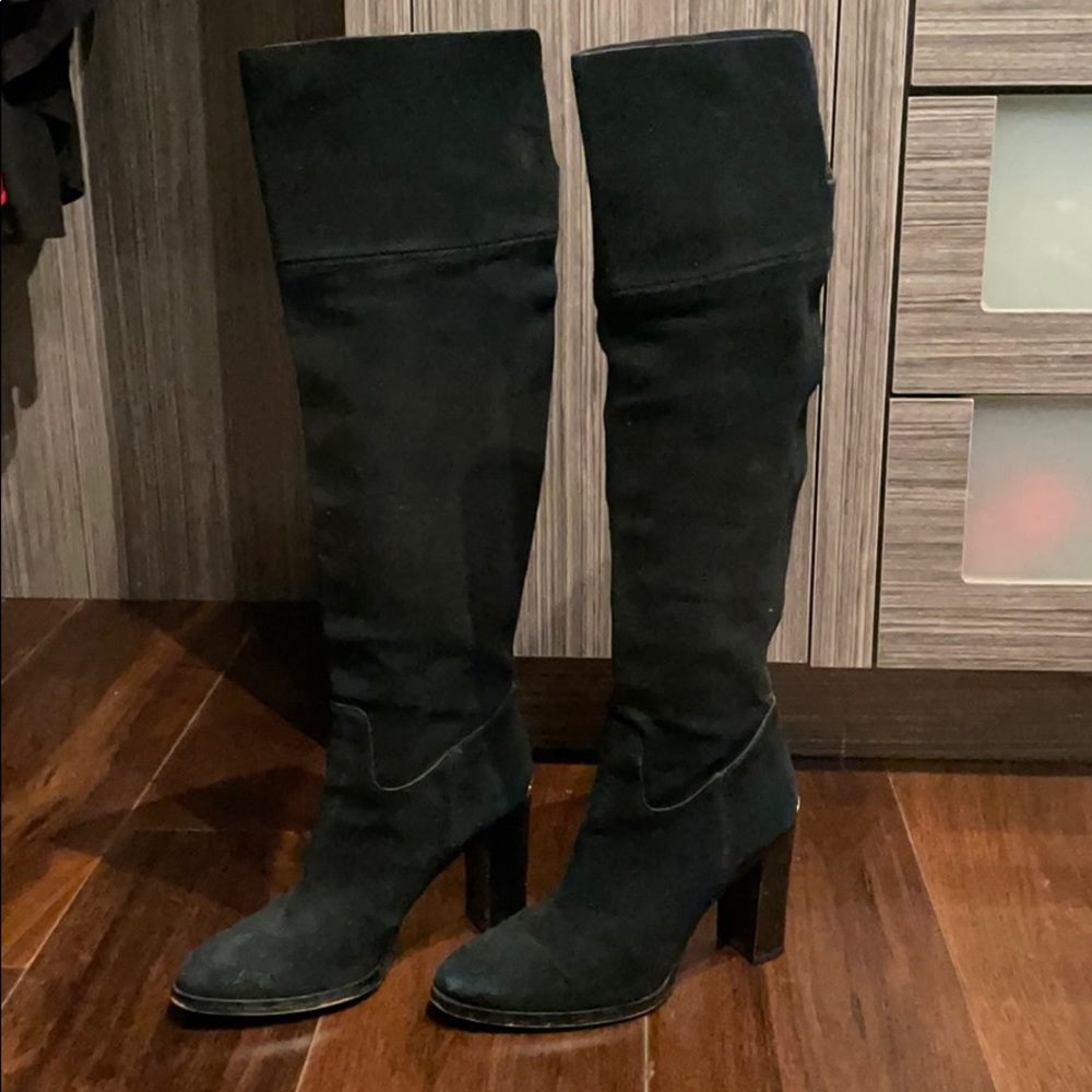 Michael Kors Tall Black Suede Heeled Boots